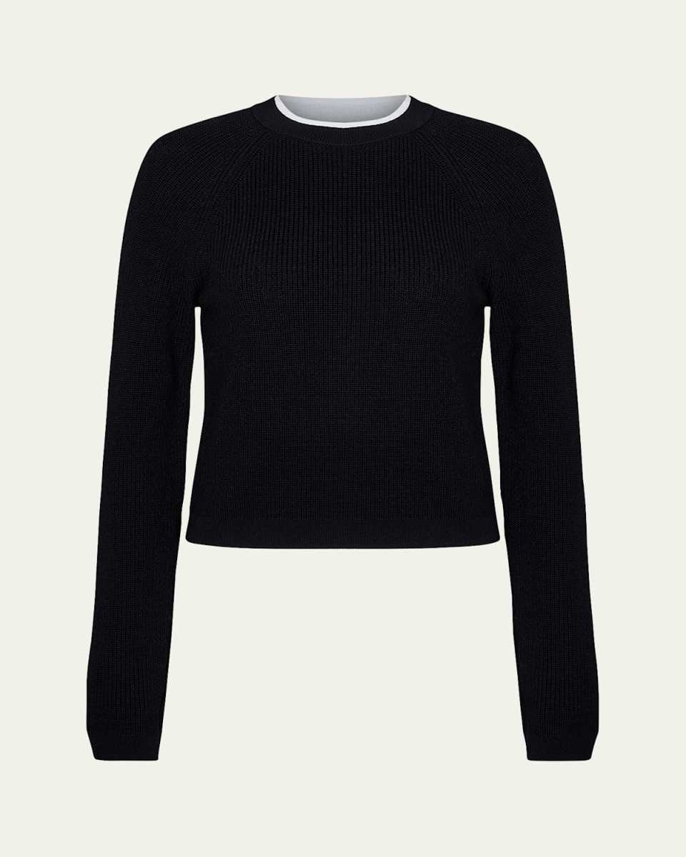 Contrast Wool-Cashmere Crewneck Sweat
